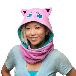 Pokemon Pink Jigglepuff Hooded Scarf reversible cosplay NWT